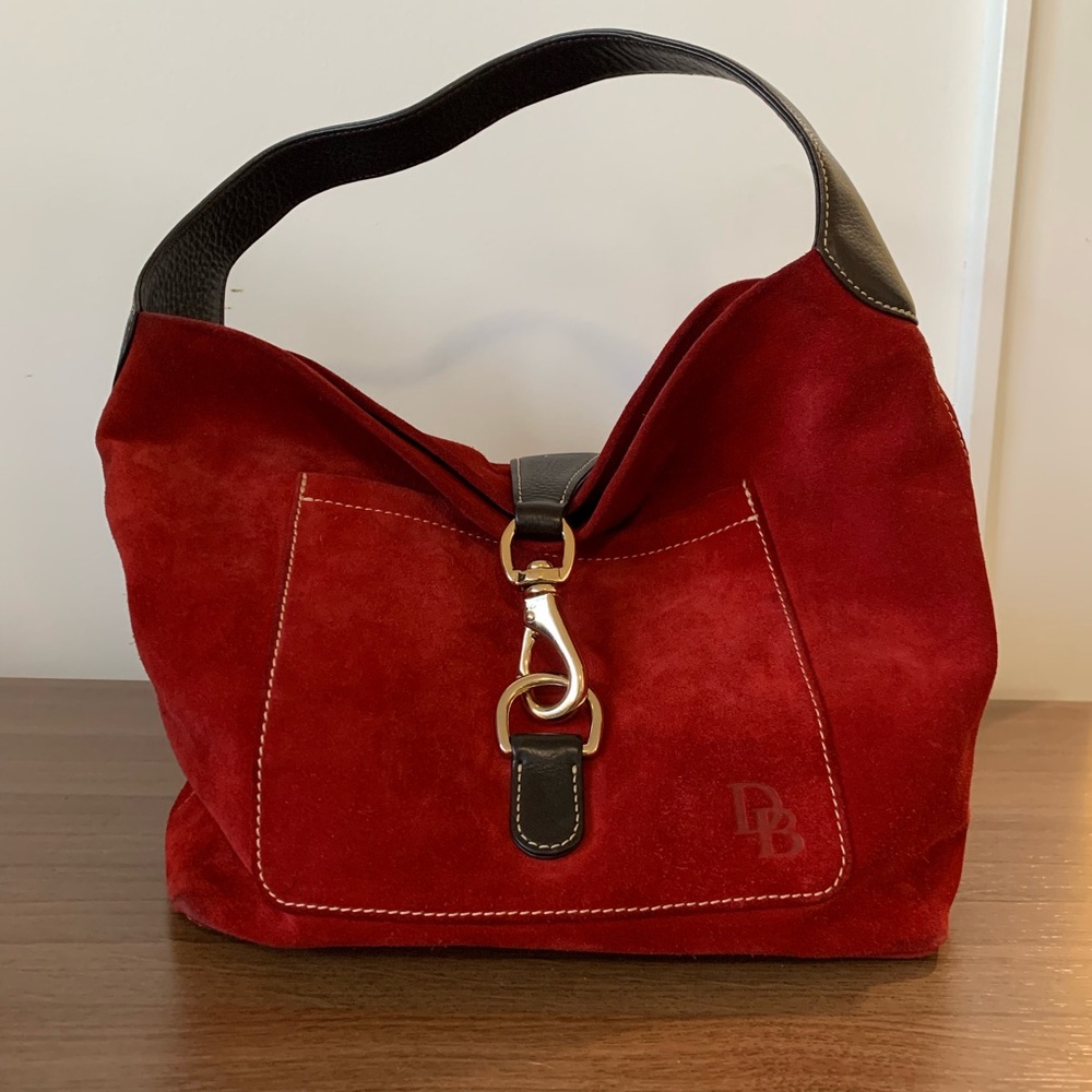 Dooney & Bourke red suede hobo
